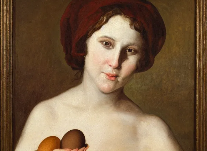 Prompt: a portrait of a woman with eggs for eyes in the style of salvador dall oil on cavas sharp detailedi - h 1 0 2 4