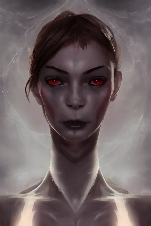 Image similar to djinn man demon, fashion photography, portrait, full body character concept art, costume design, illustration, symmetrical face and body, single face, cinematic color grading, editorial photo, fashion, hyperrealism, trending on artstation, Charlie Bowater, WLOP