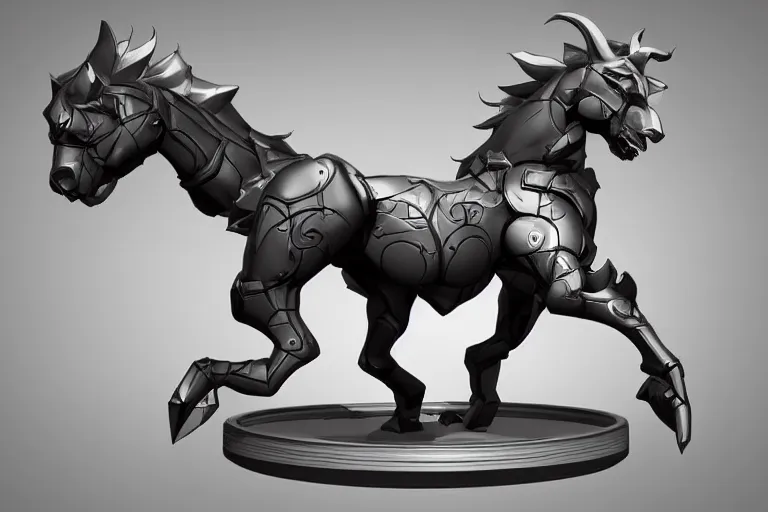 Image similar to 3d sculpt of an evil ironwork carousel horse, artstaton, League of Legends, overwatch, digital illustration