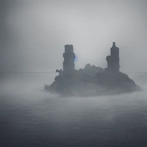 Prompt: haunted skull island, fog, cinematic