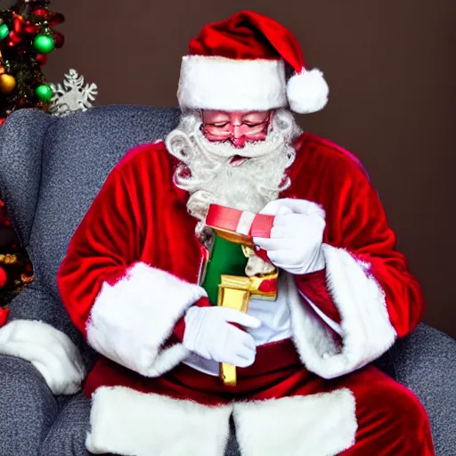 Image similar to santa unhinging his jaw while eating a child