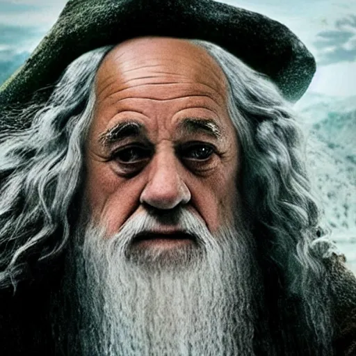 Image similar to movie still of danny devito starring as gandalf the white in the 2 0 2 4 lord of the rings movie, full body, hyper realistic, high quality