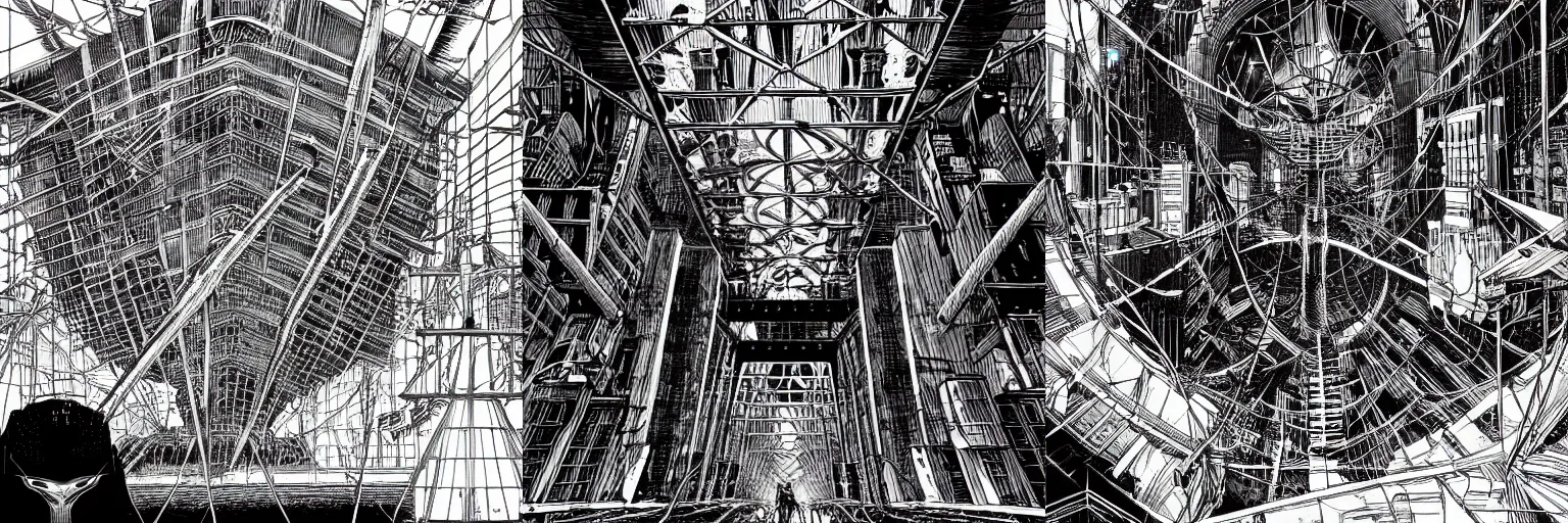 Prompt: megastructure, tsutomu nihei, dan mumford, piranesi