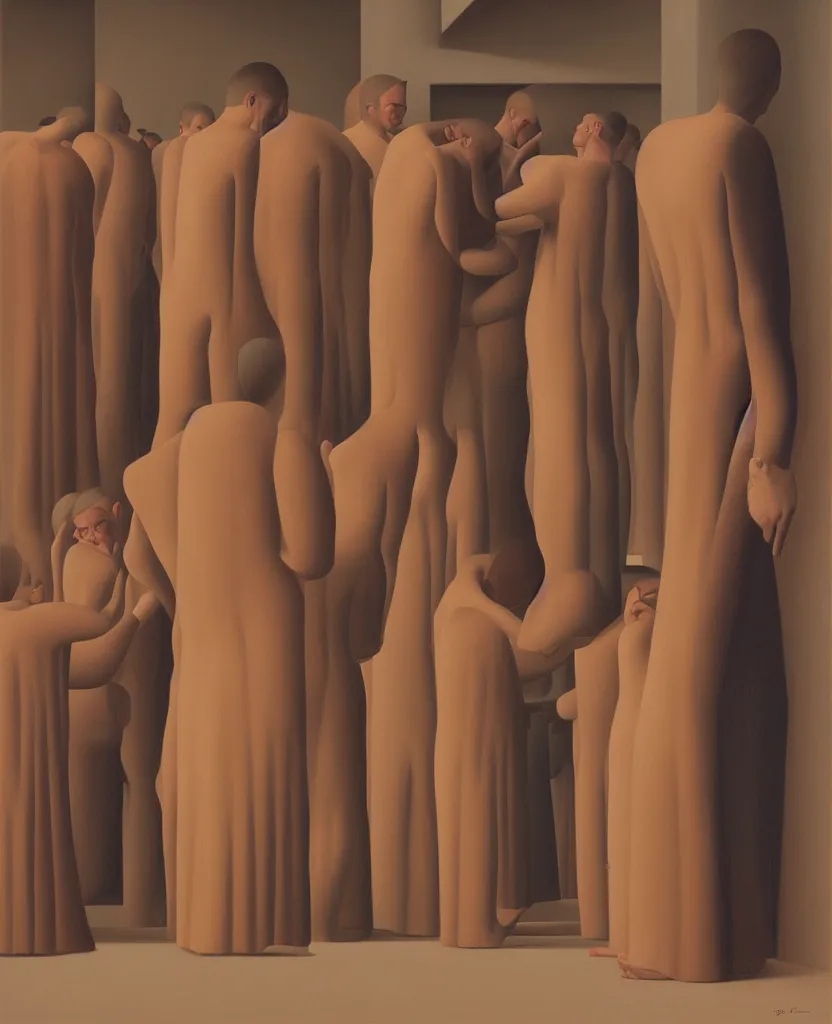 Image similar to oil painting by george tooker