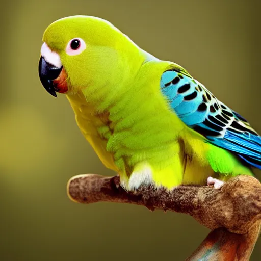 Prompt: Close up of a parakeet wearing Winnie the Pooh pajamas, high resolution photo