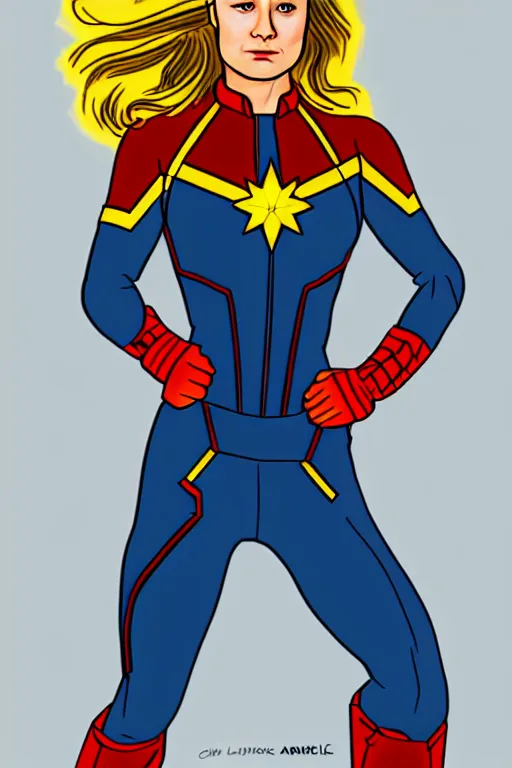 Image similar to Brie Larson as Captain Marvel high quality digital painting in the style of James Jean