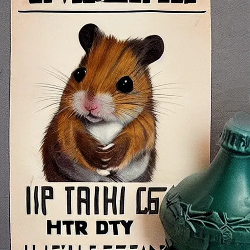 Image similar to cute Hampster on a nazi propaganda poster