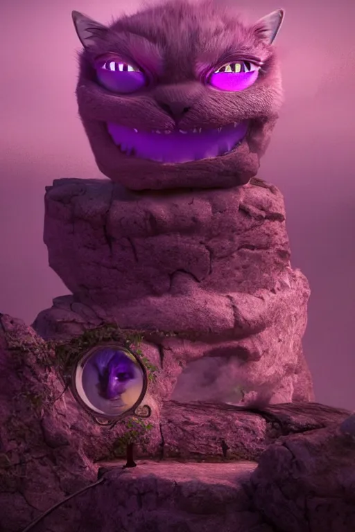 Image similar to cheshire cat vanishing vfx, burning vfx, vanishing vfx, made with blender, highly detailed, artstation, volumetric lighting, concept