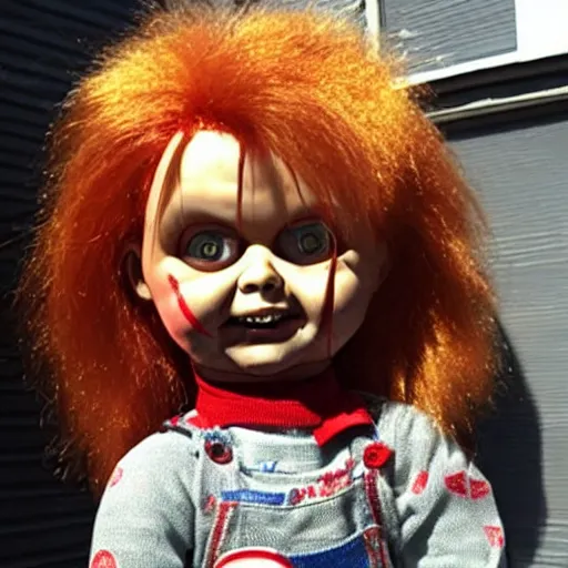 Image similar to Chucky the killer doll on sale at a garage sale