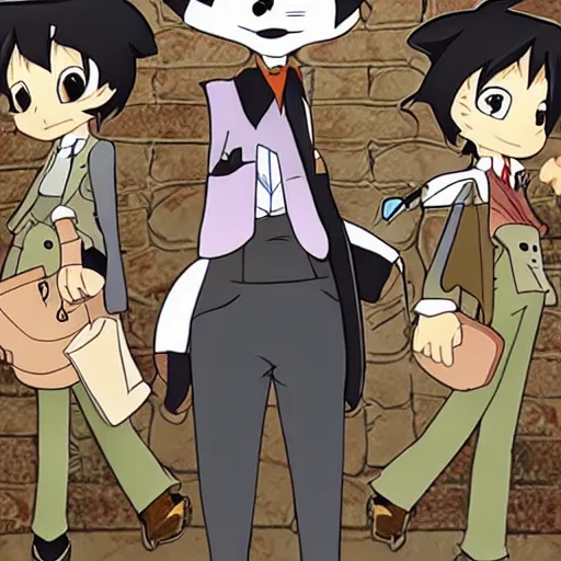 Prompt: anthropomorphic rat detective anime key still