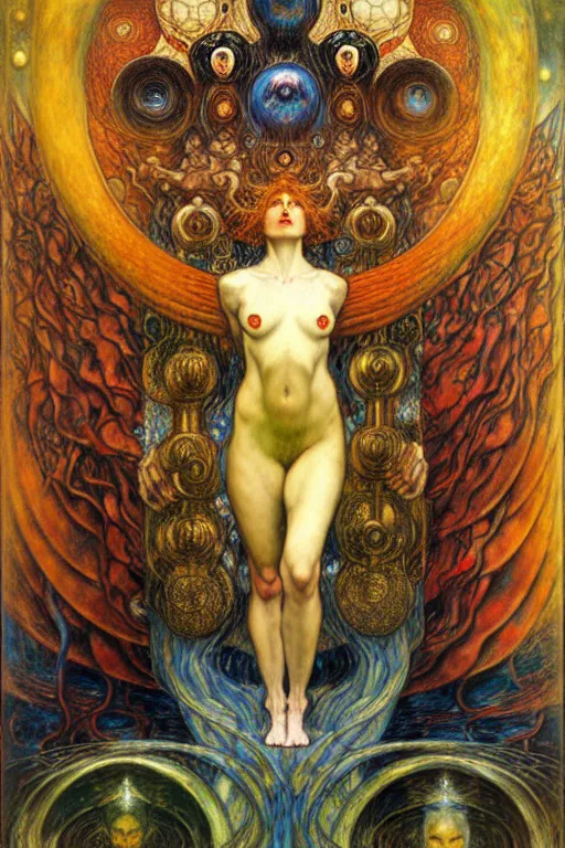 Image similar to Divine Chaos Engine by Karol Bak, Jean Delville, William Blake, Gustav Klimt, and Vincent Van Gogh, symbolist, visionary