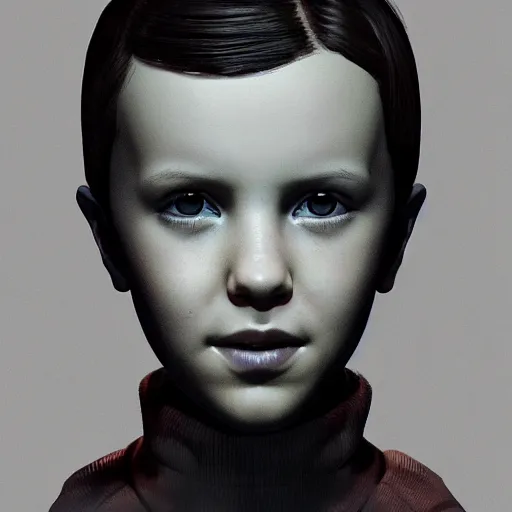 Prompt: Portrait of happy Millie Bobby Brown by Yoji Shinkawa, octane render