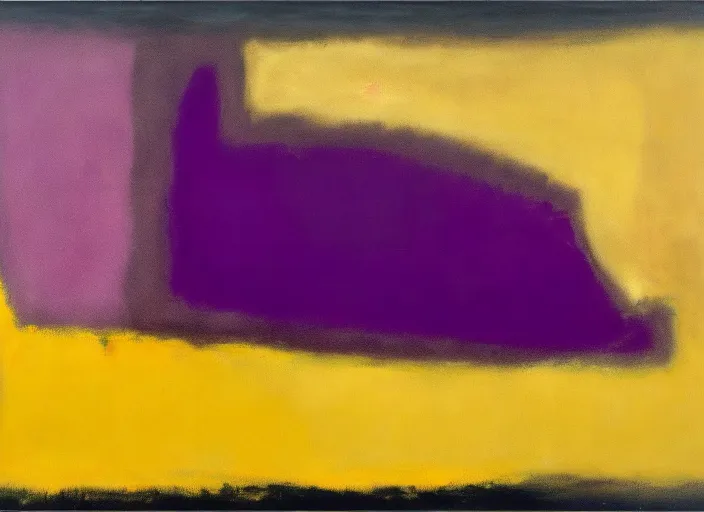 Image similar to abstract half moon in purple, yellow, gold, beige, black, painted by Mark Rothko, Franz Kline, Helen Frankenthaler, Pat Steir and Hilma af Klint, abstract painting, color field painting. 8k, extreme detail, intricate detail, masterpiece