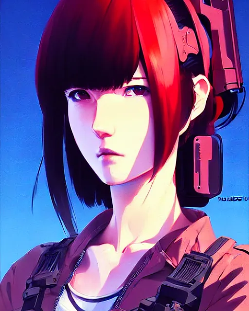 Image similar to girl wearing tactical gear, very anime, fine - face, audrey plaza, realistic shaded perfect face, fine details. anime. realistic shaded lighting poster by ilya kuvshinov katsuhiro otomo ghost - in - the - shell, magali villeneuve, artgerm, jeremy lipkin and michael garmash and rob rey