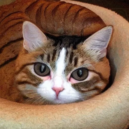 Image similar to cat which looks like a loaf of bread