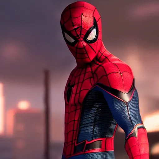 Image similar to ryan reynolds as spider - man, cinematic, volumetric lighting, f 8 aperture, cinematic eastman 5 3 8 4 film, photorealistic