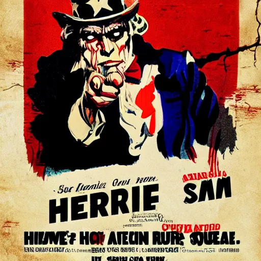 Image similar to uncle sam, horror film poster