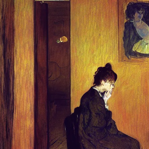 Prompt: palette knife oil painting portrait of a girl in a room, film still by goya, by henri de toulouse lautrec, extreme detail, liminal aesthetic, reinassement masterpiece, octane, substance, art history 8 k, art nouveau