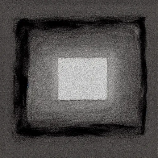 Prompt: a realistic charcoal drawing of a black square floating over the ocean in the style of Marco Tirelli
