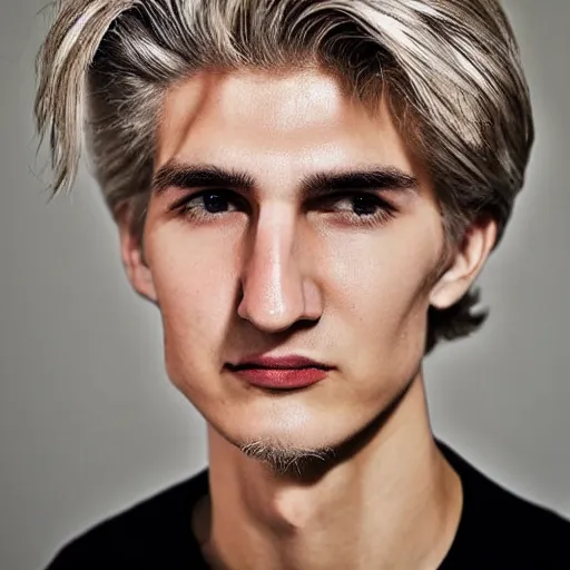 Image similar to really handsome gigachad xqc, portrait photograph : : realistic : : 1 dslr : : 1 - - quality 2