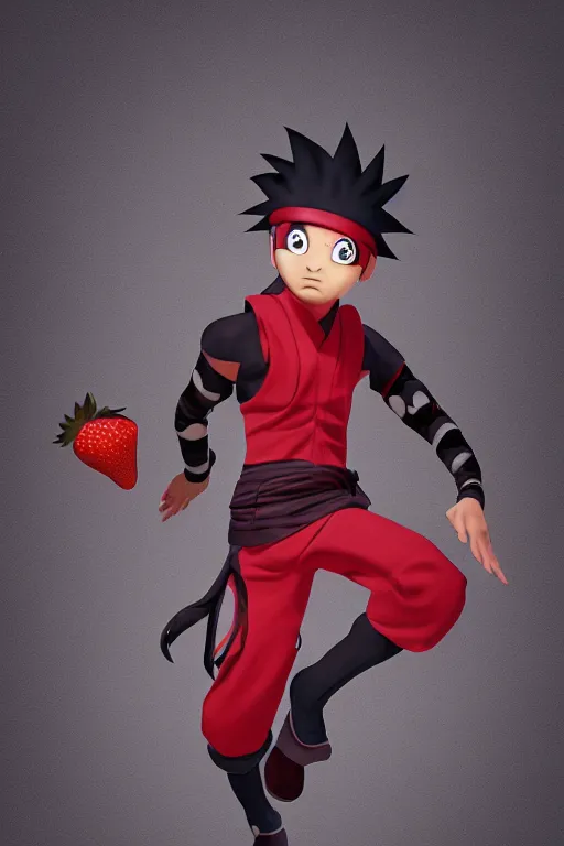 Prompt: strawberry ninja, naruto, concept art, octane render