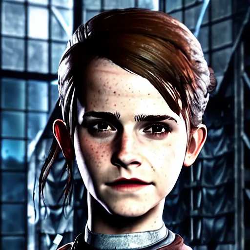 Image similar to emma watson in gears of war, destiny 2, witcher 3, god of war, warframe, cyberpunk 2 0 7 7, overwatch, fortnite, highly detailed, extremely high quality, hd, 4 k, professional photographer, 4 0 mp, lifelike, top - rated, award winning, realistic, detailed lighting, detailed shadows, sharp, edited, corrected, trending