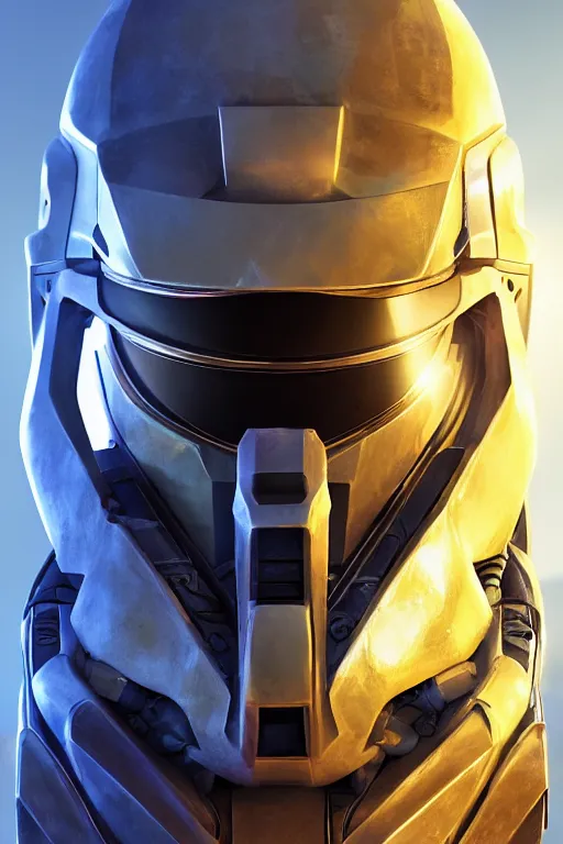 Image similar to robot ninja mask helmet halo master chief radiating a glowing aura global illumination ray tracing hdr fanart arstation by ian pesty and katarzyna da „ bek - chmiel