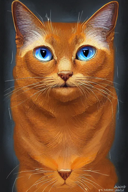 Image similar to an amber eyed cat, symmetrical, highly detailed, digital art, sharp focus, trending on art station
