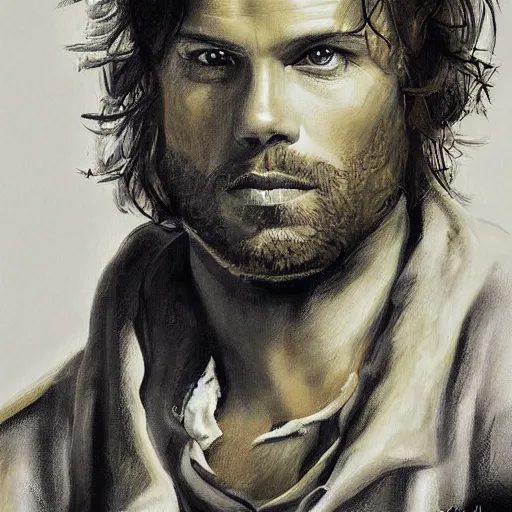 Prompt: Jamie Fraser painting portrait by Bruno Tesse