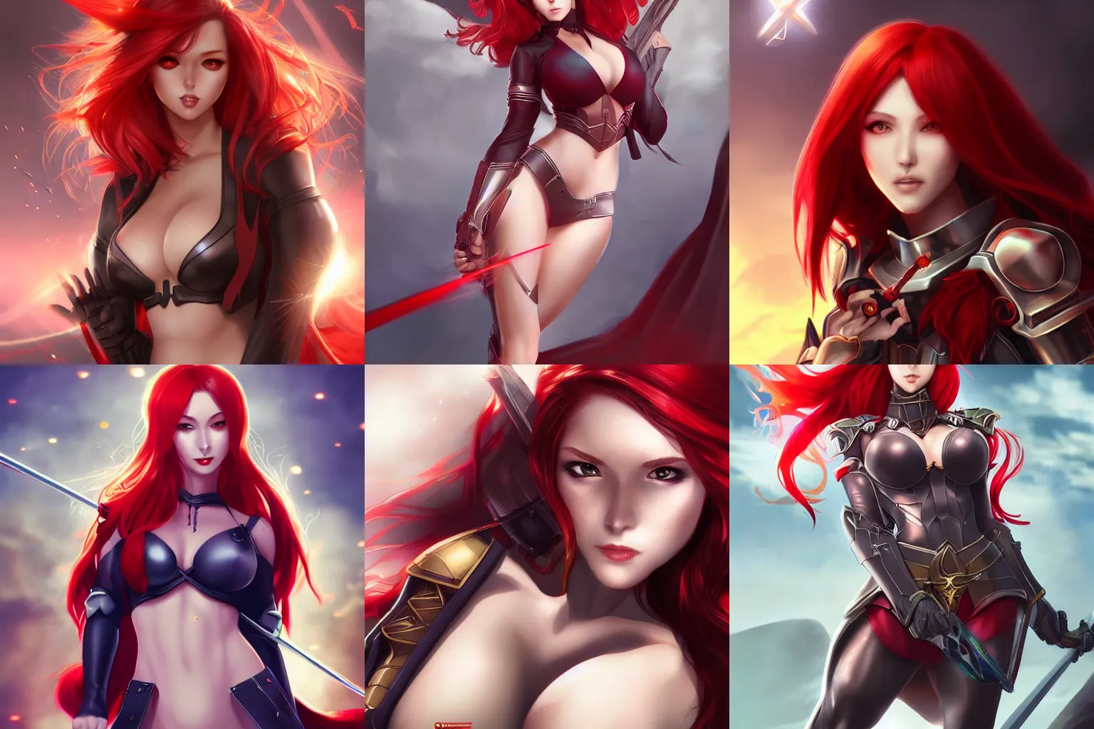 Prompt: A red haired female crusader, with laser-like focus, artwork by artgerm, anime, elegant, seductive, full shot, wide-shot, long-shot, fantasy, mystical, magical