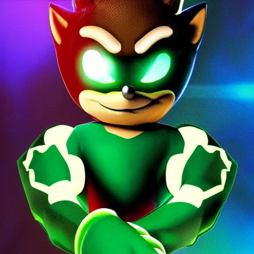 Image similar to sonic the hedgehog as green lantern