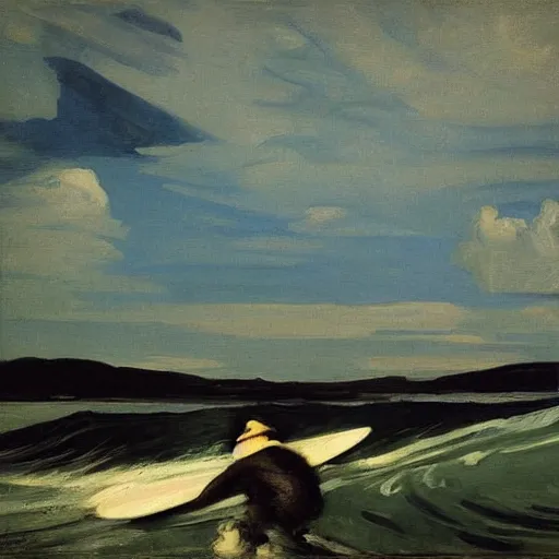 Image similar to “ surfing on the hudson river, hudson river school, by george bellows ”