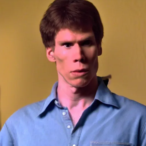 Image similar to Live Action Still of Jerma in Napoleon Dynamite, real life, hyperrealistic, ultra realistic, realistic, highly detailed, epic, HD quality, 8k resolution, body and headshot, film still