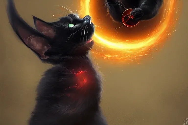 Prompt: evil black cat opening a magic portal, digital illustration, artstation, artstation hq, hd