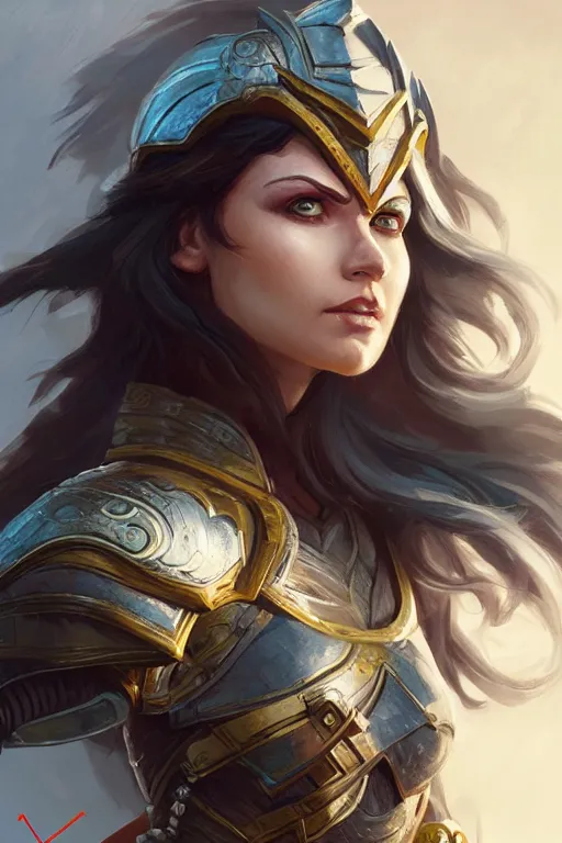 Image similar to amazon valkyrie athena, d & d, fantasy, portrait, highly detailed, headshot, digital painting, trending on artstation, concept art, sharp focus, illustration, art by artgerm and greg rutkowski and magali villeneuve