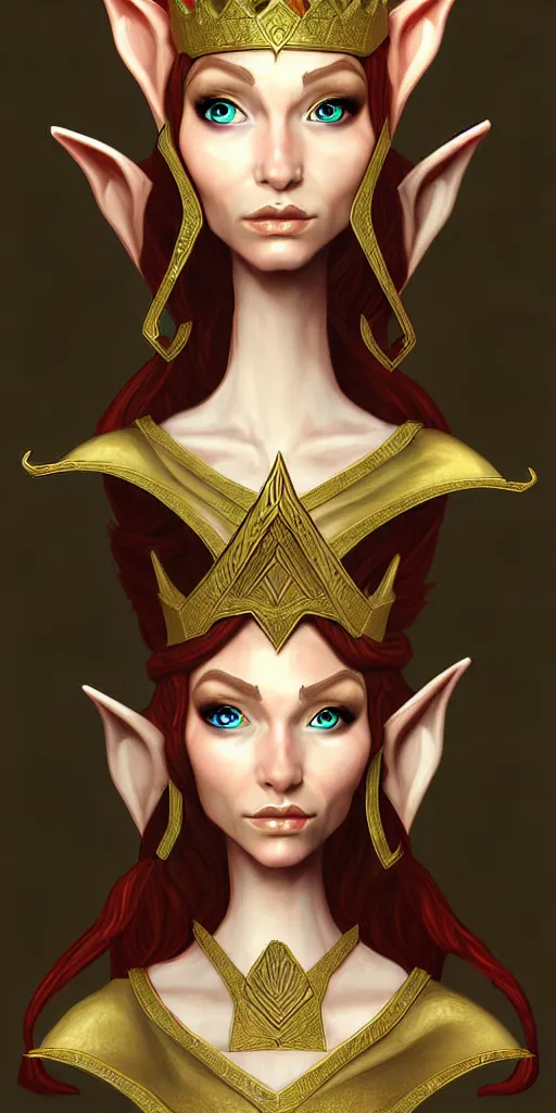 Image similar to an elf queen, digital art, highly detailed, elegant, art by serafleur.