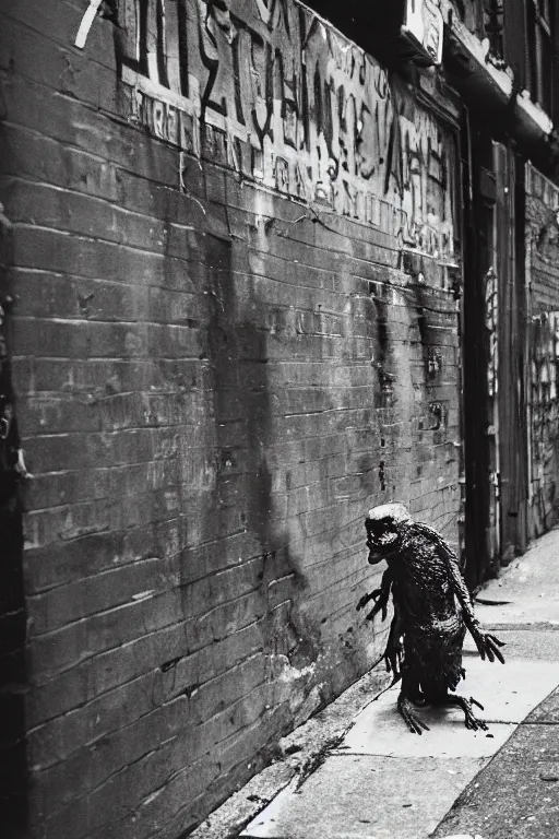 Image similar to 35mm photo of a fungus zombie in a nyc alley