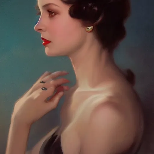 Prompt: a closeup portrait of a young vivian leigh, 1 9 2 0 s, femme fatale, gorgeous view, night, film noir, eerie, high detail, sharp, masterpiece by artgerm and greg rutkowski and alphonse mucha, digital art, trending on artstation