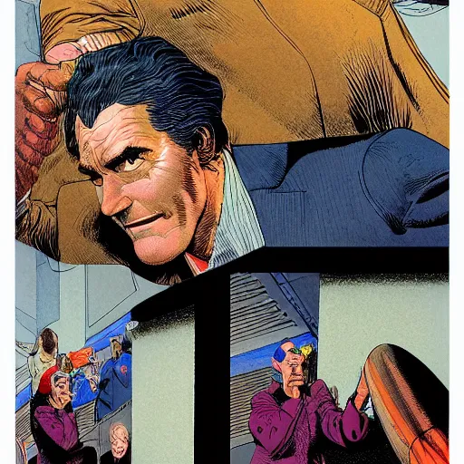 Prompt: photorealistic picture, by jean giraud, moebius, bob peak and alex ross and john romita jr, smooth focus, sharp details, detailed details, bokeh, 4 k, fine 5 k details about joaquin phoenix as arthur fleck joker comic panel volume 1