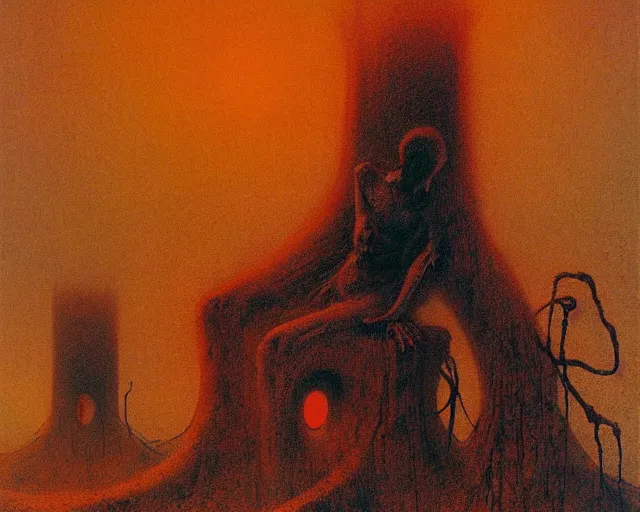 Image similar to by francis bacon, beksinski, mystical redscale photography evocative. nyarlathotep