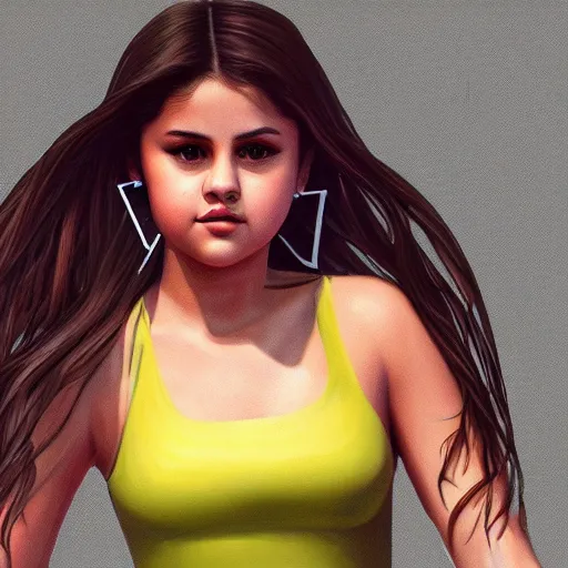 Image similar to photorealistic digital painting of selena gomez as celery, hd, artstation, 4 k wallpaper