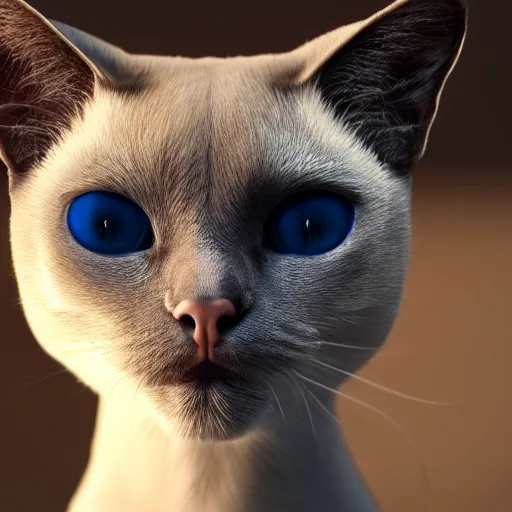 Prompt: siamese cat portrait, photorealistic, octane render, raytracing