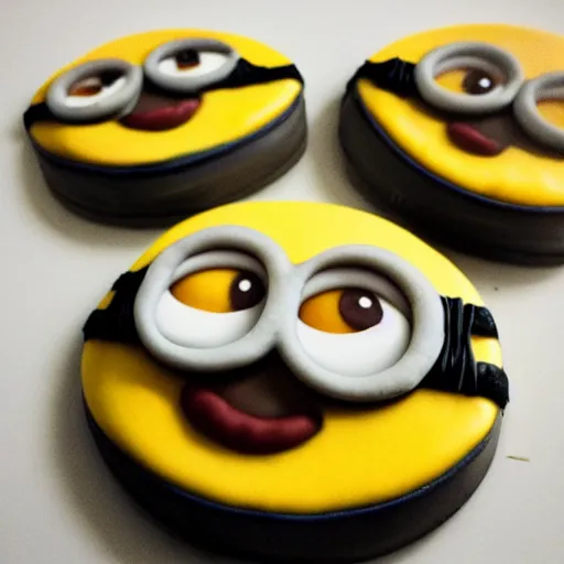 Prompt: a minion as a cookie , award winning photography