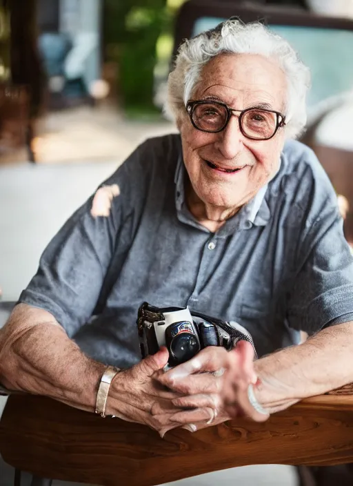 Image similar to DSLR photo portrait still of 78 year old age 78 Harold Ramis at age 78!!!, 85mm f1.8