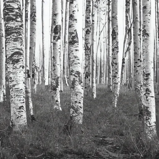Prompt: photograph of an old man in a birch forest, medium format, tarkovsky