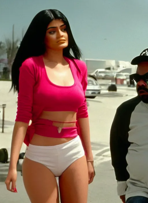 Image similar to film still of kylie Jenner as ice cube in Friday.