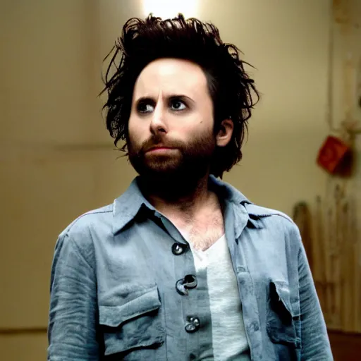 Prompt: charlie day starring as edward scissorhands movie, movie still, 8 k