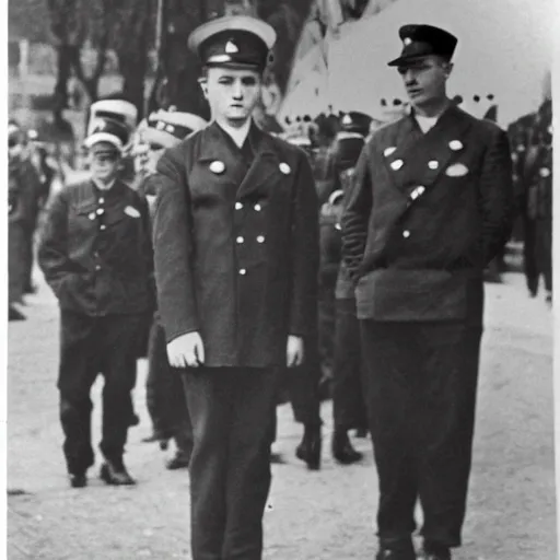 Image similar to rimbaud in ss uniform at the parade of the third reich during the great sweep