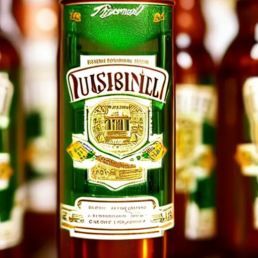 Prompt: Pilsner Urquell beer bottle, high detail