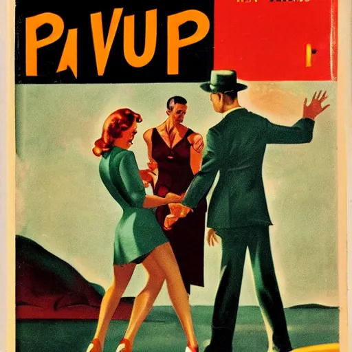 Prompt: cover art for a pulp noir novel, 1940s